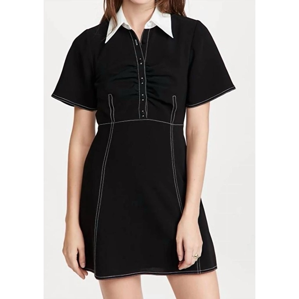 Cinq à Sept || Aileen Collared Mini Dress‎ Short Sleeve Black 6